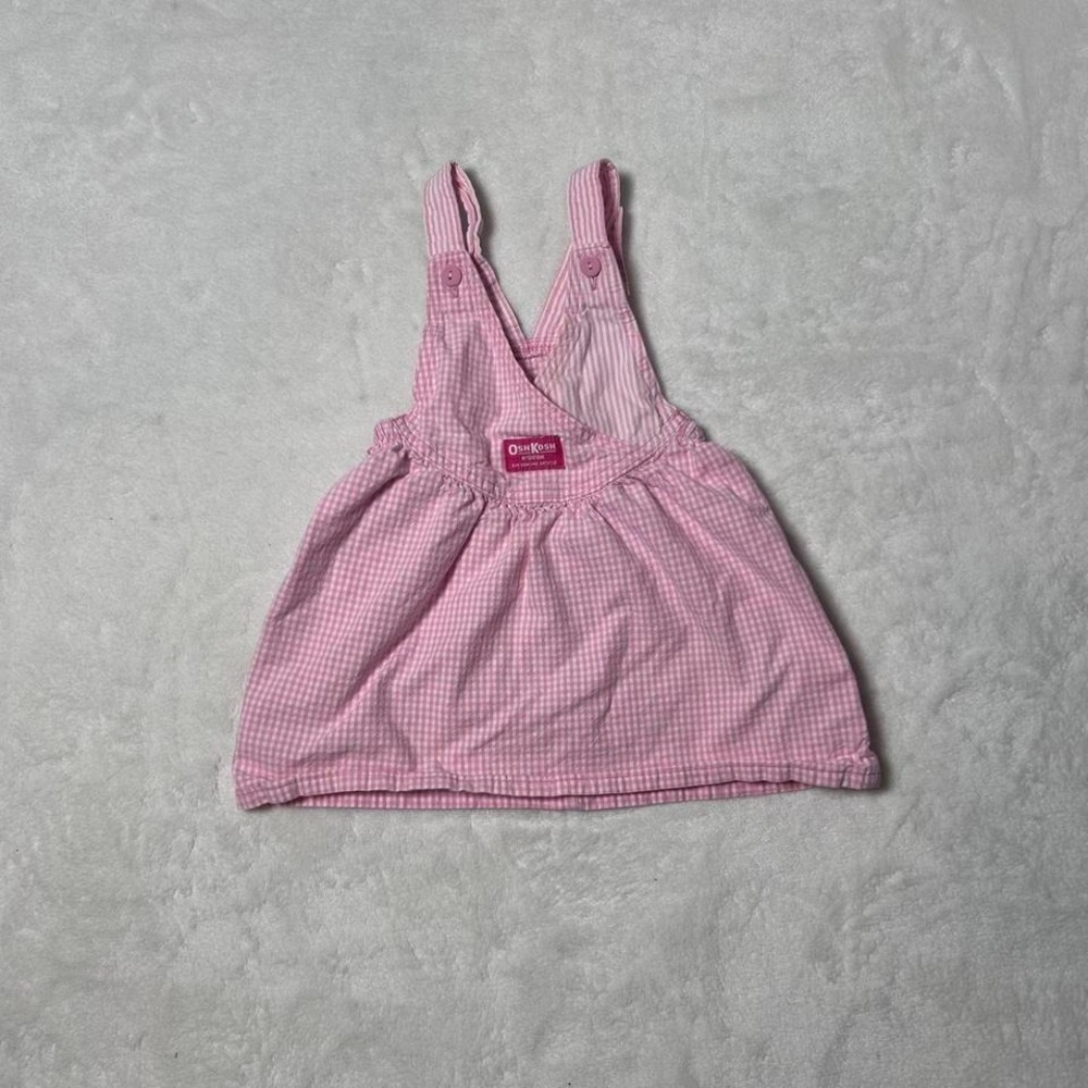 VINTAGE OSHKOSH PINK AND WHITE GINGHAM JUMPER DRESS USA 2T